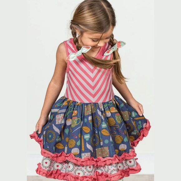 Matilda Jane Girl's Work Of Heart Tiered Ruffle Hem Dress in Multi | Size 4 - Picture 9 of 9